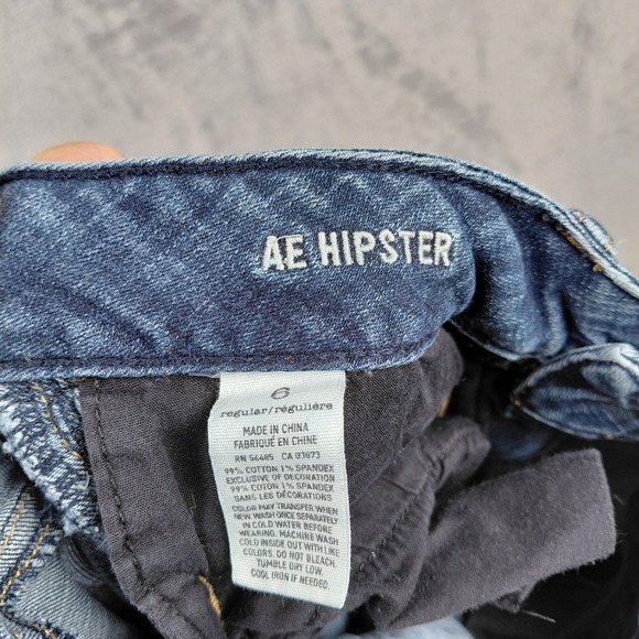 American Eagle AE Hipster Stretch Blue Denim Jeans Women's Size 6 Flare Leg - Picture 4 of 7